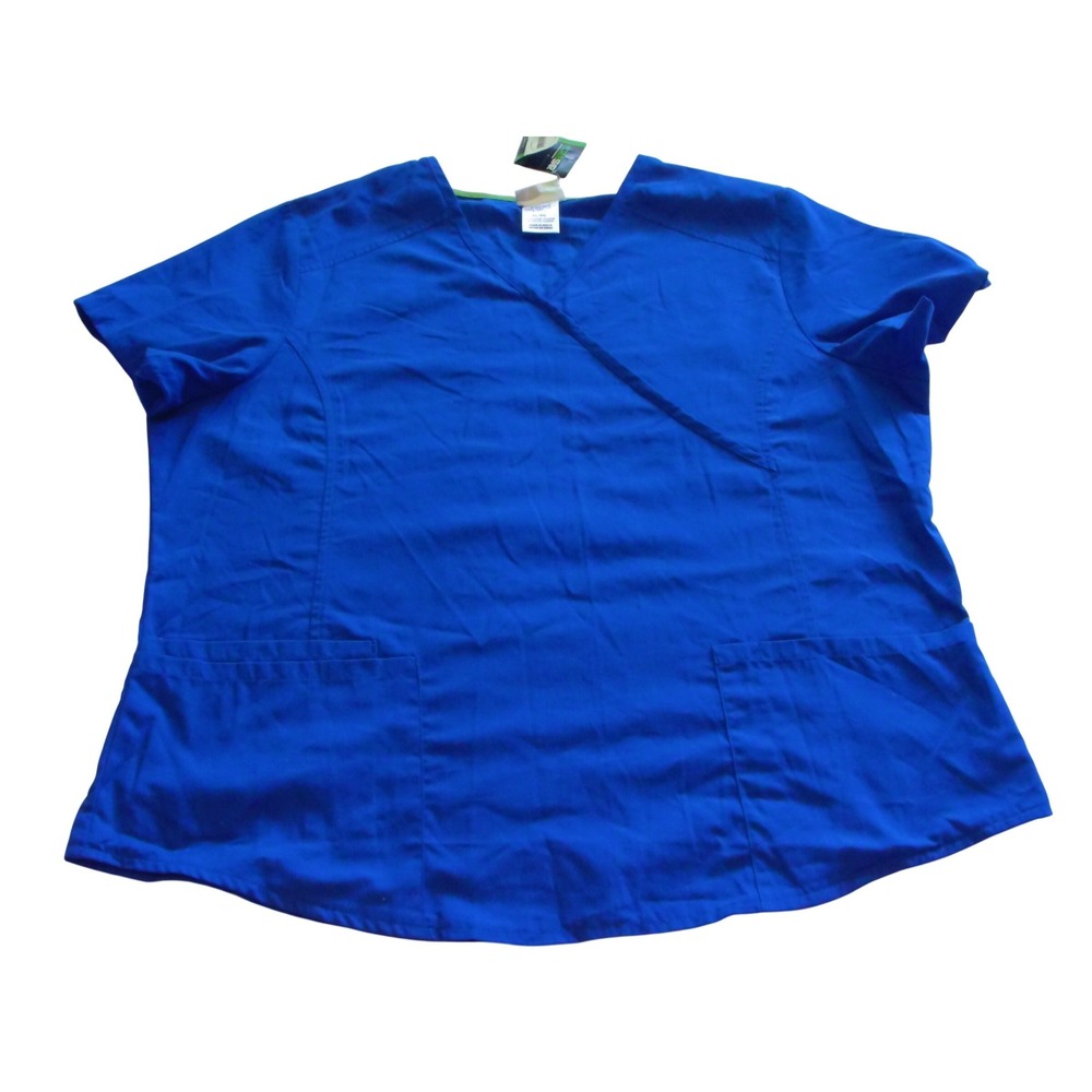 SCRUB Star Series Royal Blue Mock Wrap Scrub Top Medical Uniform XL NWT